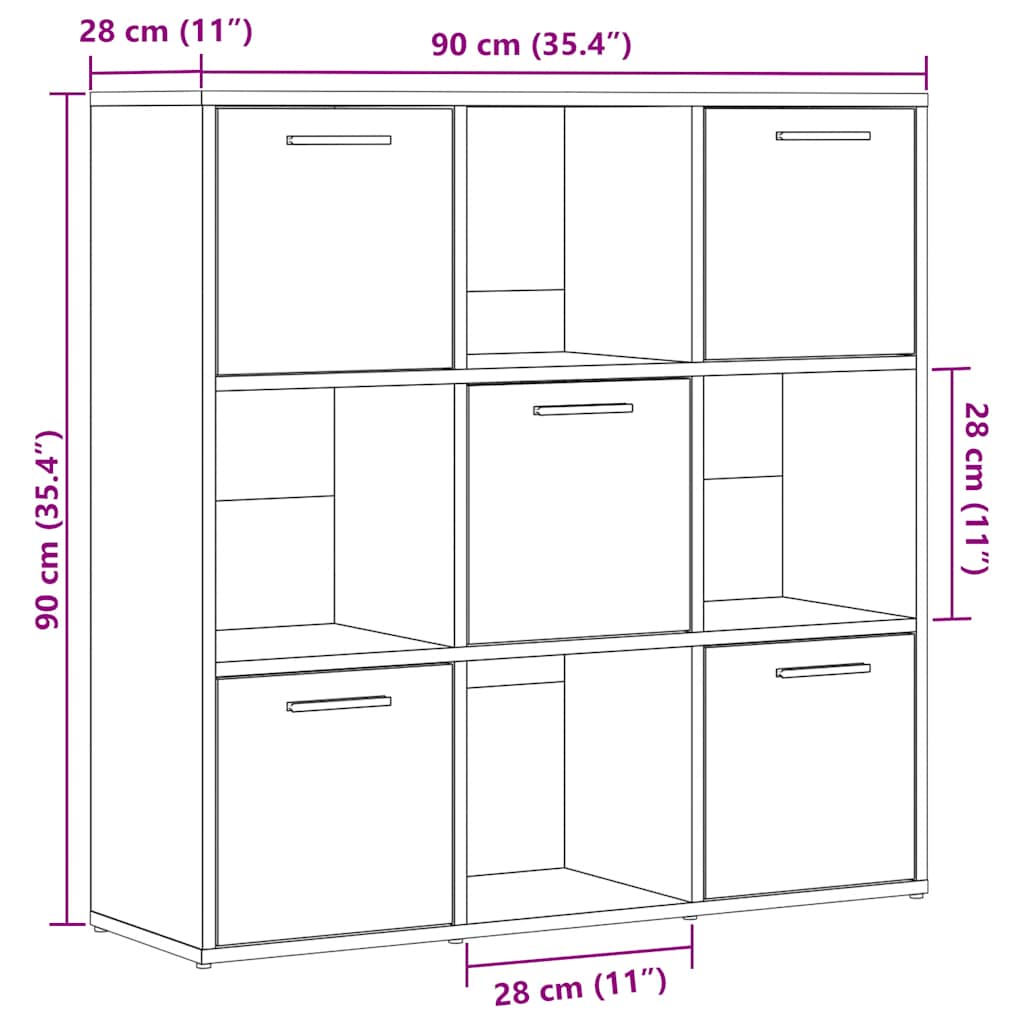 Bibliothèque vieux bois 90x28x90 cm bois d'ingénierie - XIOS
