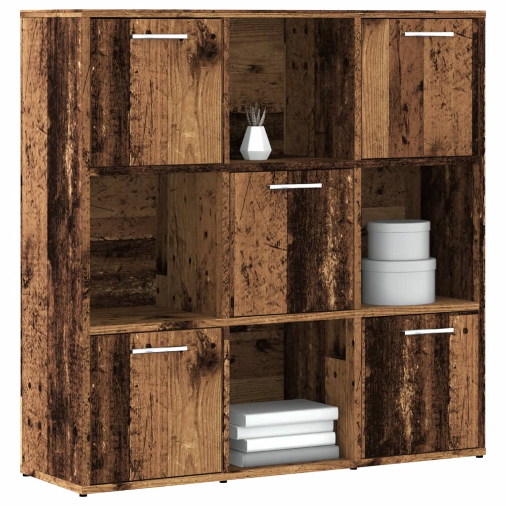 Bibliothèque vieux bois 90x28x90 cm bois d'ingénierie - XIOS
