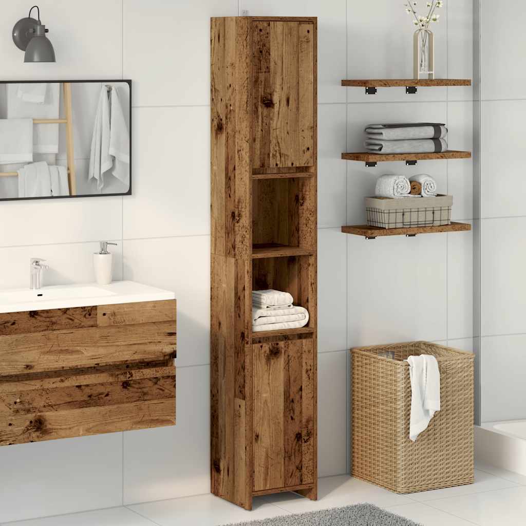 Armoire salle de bain vieux bois 30x30x183,5 cm bois ingénierie Ensembles de mobilier pour salles de bains vidaXL