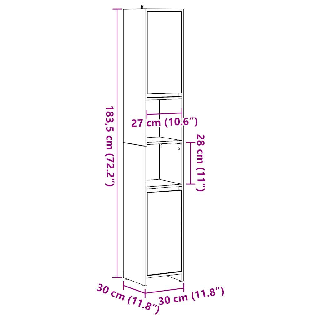 Armoire salle de bain vieux bois 30x30x183,5 cm bois ingénierie Ensembles de mobilier pour salles de bains vidaXL