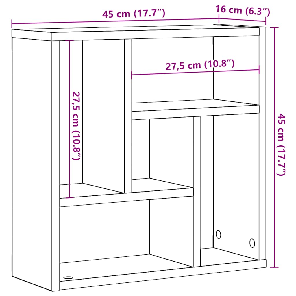 Étagère murale chêne artisanal 45x16x45 cm bois d'ingénierie