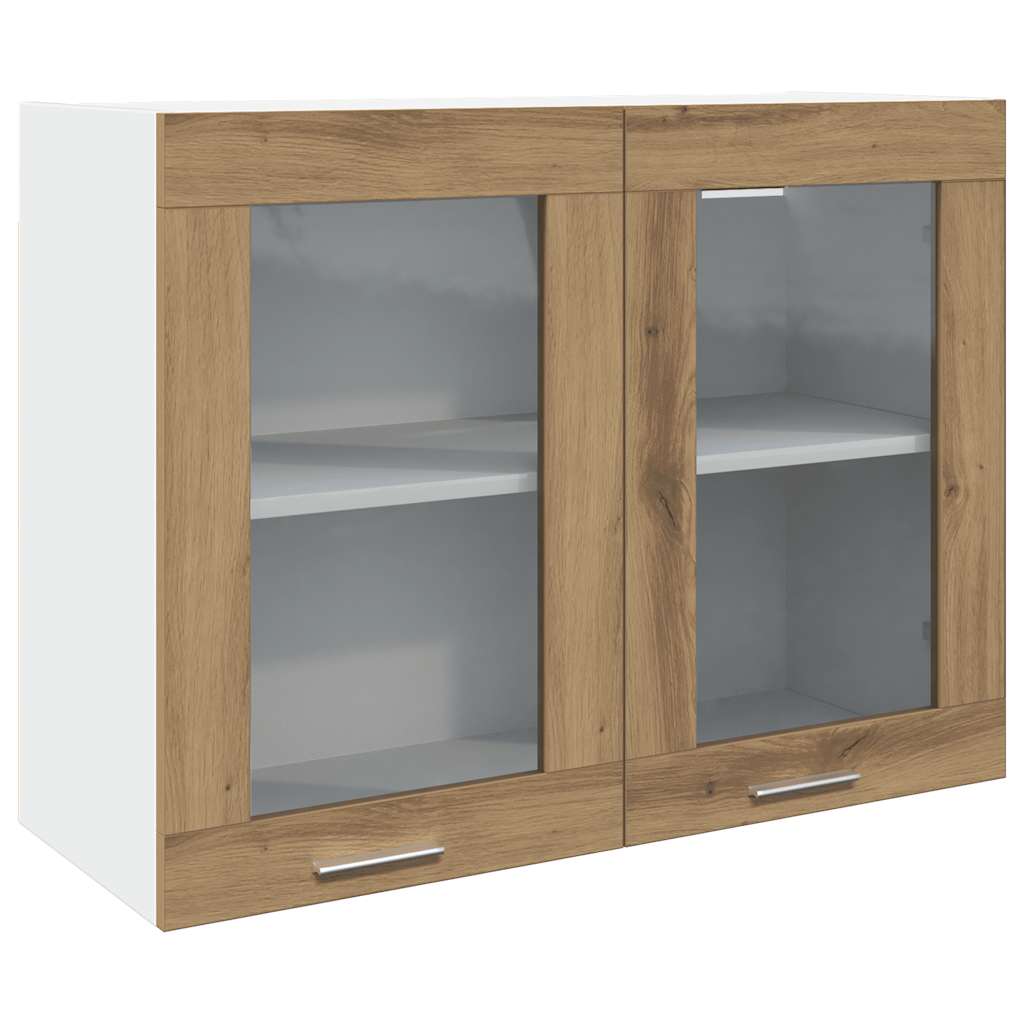 Armoire en verre suspendue "Lyon" chêne artisanal