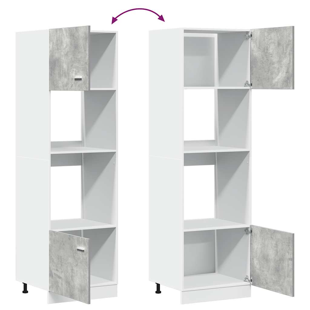 Meuble micro-ondes "Lyon" Gris béton 60 x 57 x 207 cm Bois d'ingénierie - XIOS