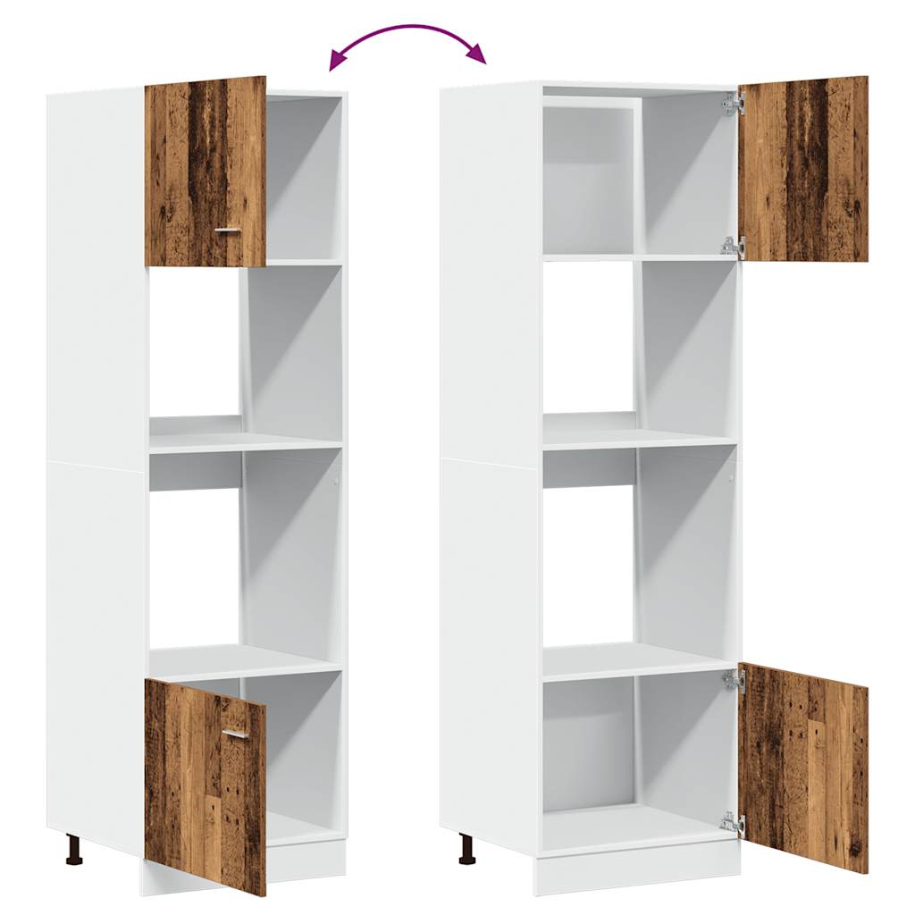 Meuble à micro-ondes "Lyon" Bois ancien 60 x 57 x 207 cm Bois d'ingénierie - XIOS