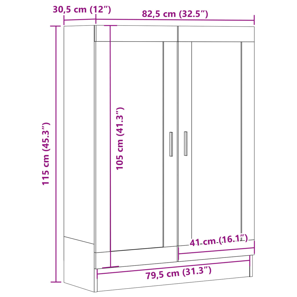 Bibliothèque vieux bois 82,5x30,5x115 cm bois d'ingénierie - XIOS