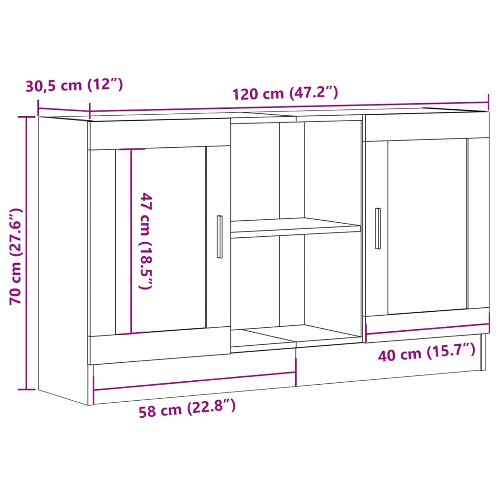 Buffet vieux bois 120x30,5x70 cm bois d'ingénierie - XIOS