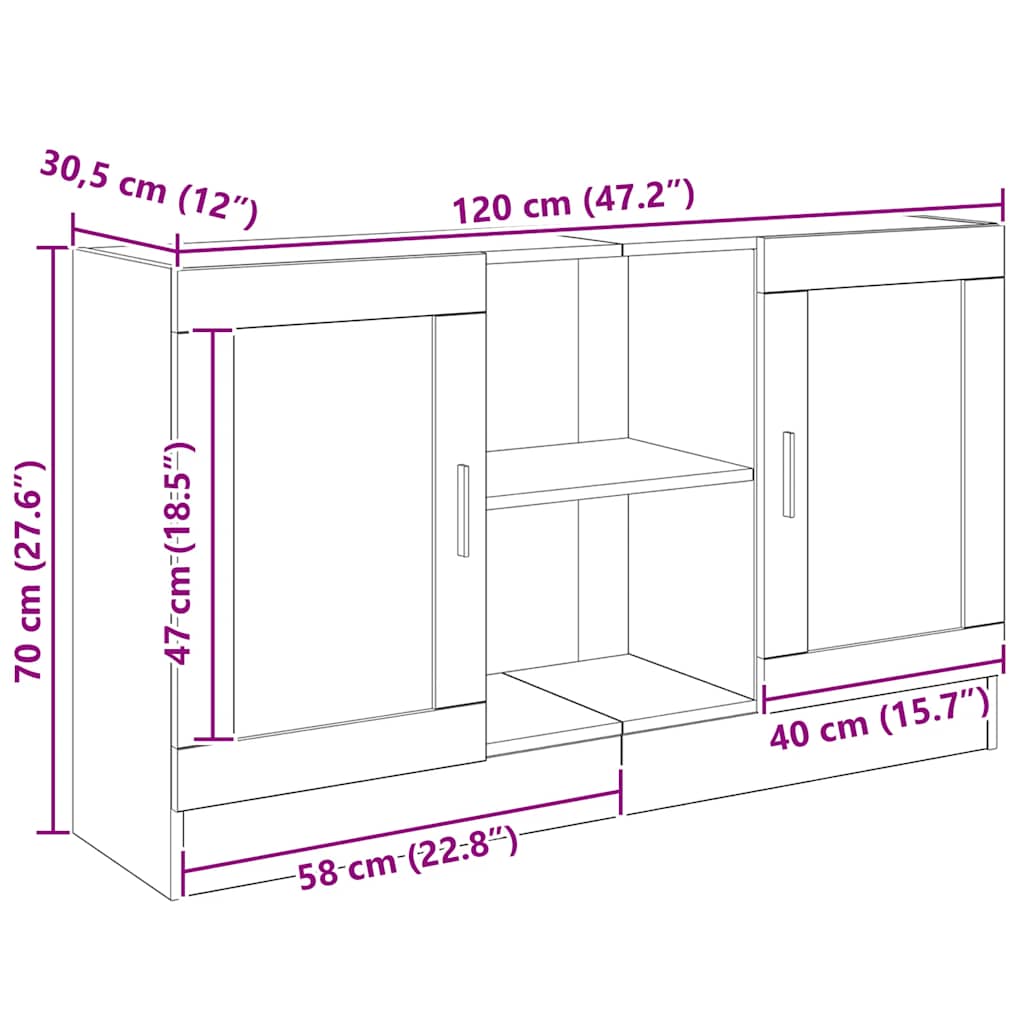 Buffet chêne artisanal 120x30,5x70 cm bois d'ingénierie - XIOS