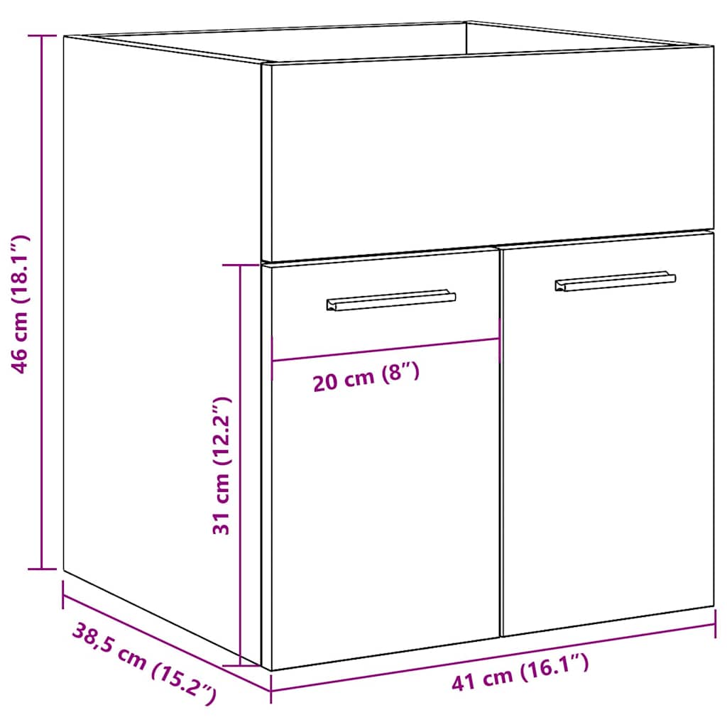 Armoire lavabo de salle de bain chêne artisanal bois ingénierie Ensembles de mobilier pour salles de bains vidaXL