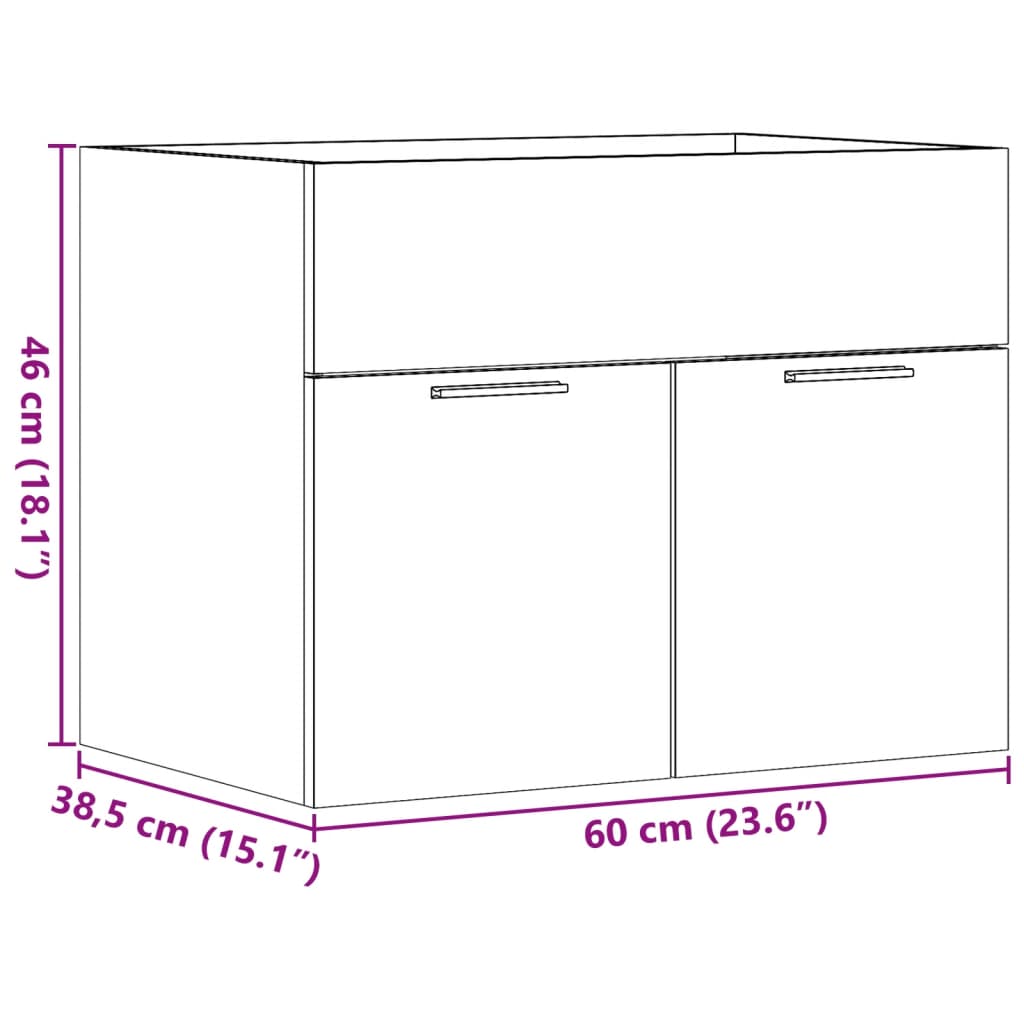 Armoire d'évier Gris béton 60x38,5x46 cm Aggloméré Ensembles de mobilier pour salles de bains vidaXL