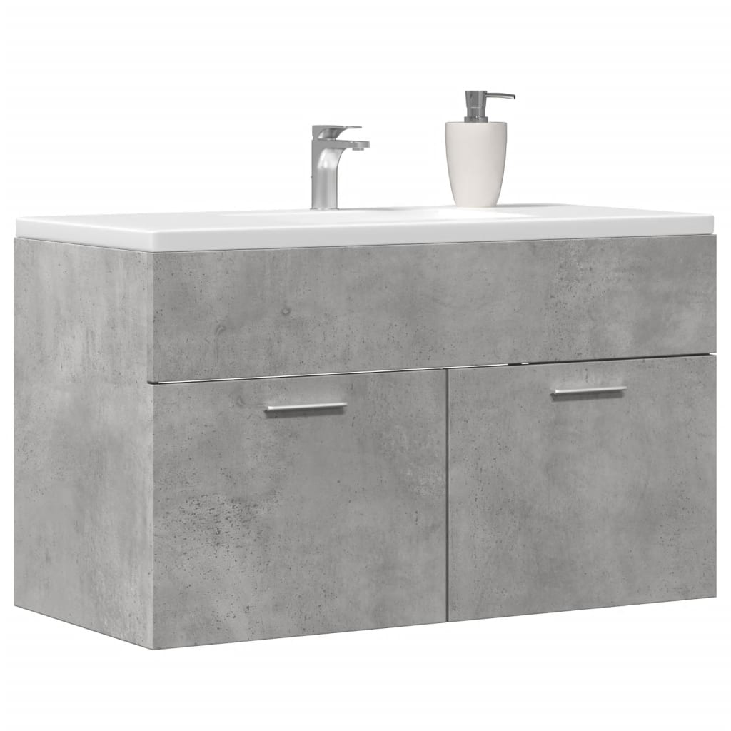 Armoire d'évier Gris béton 80x38,5x46 cm Aggloméré Ensembles de mobilier pour salles de bains vidaXL
