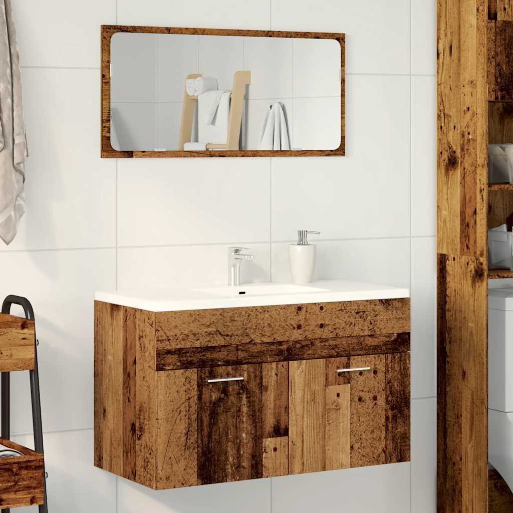 Meuble lavabo de salle de bain vieux bois bois d'ingénierie Ensembles de mobilier pour salles de bains vidaXL