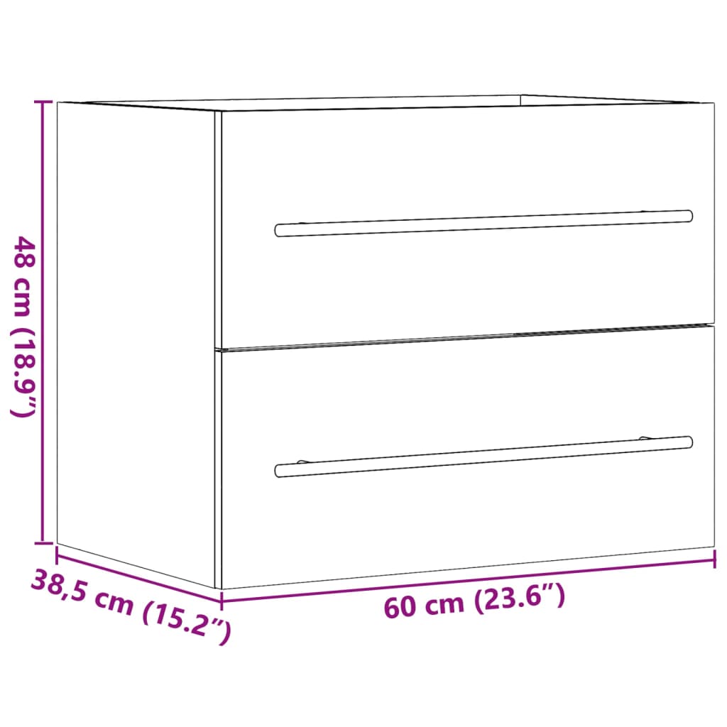 Armoire d'évier Chêne sonoma 60x38,5x48 cm Aggloméré Ensembles de mobilier pour salles de bains vidaXL