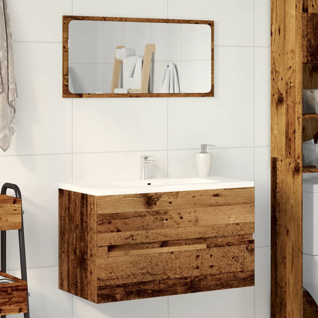 Armoire de salle de bain suspendue vieux bois bois d'ingénierie Ensembles de mobilier pour salles de bains vidaXL