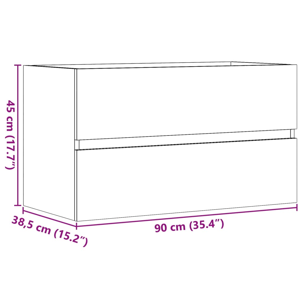 Armoire d'évier Gris béton 90x38,5x45 cm Aggloméré Ensembles de mobilier pour salles de bains vidaXL