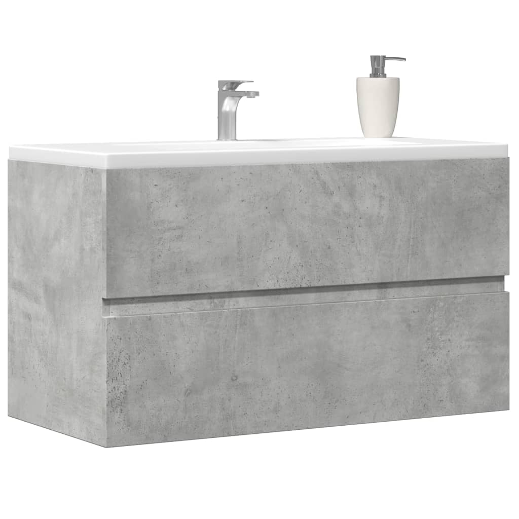 Armoire d'évier Gris béton 90x38,5x45 cm Aggloméré Ensembles de mobilier pour salles de bains vidaXL