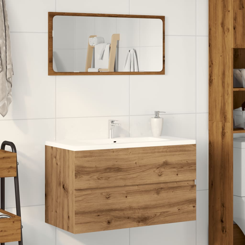Armoire d'évier chêne artisanal 90x38,5x45 cm bois d'ingénierie Ensembles de mobilier pour salles de bains vidaXL