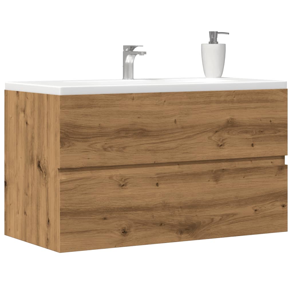 Armoire d'évier chêne artisanal 90x38,5x45 cm bois d'ingénierie Ensembles de mobilier pour salles de bains vidaXL