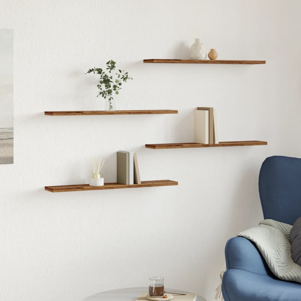 Étagères murales 4 pcs vieux bois 60x20x1,5cm bois d'ingénierie - XIOS