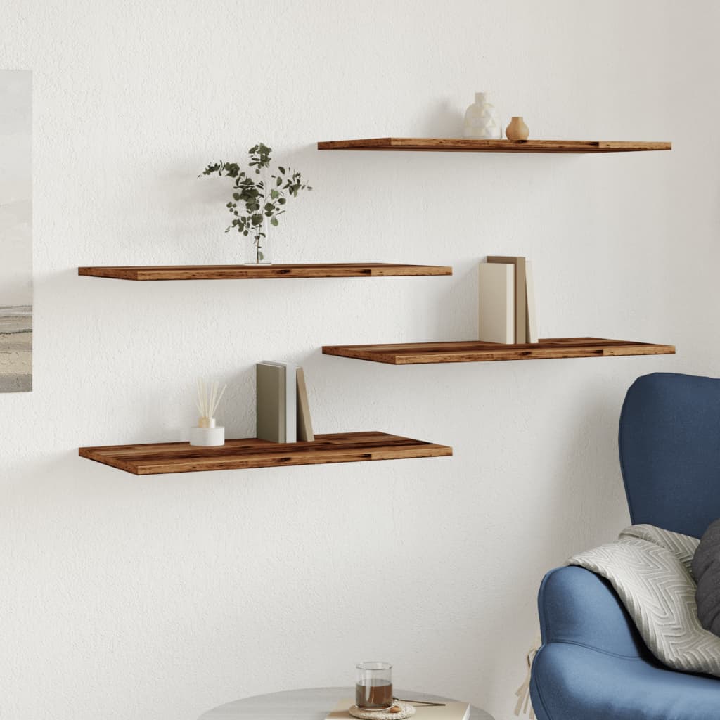 Étagères murales 4 pcs vieux bois 60x30x1,5cm bois d'ingénierie - XIOS