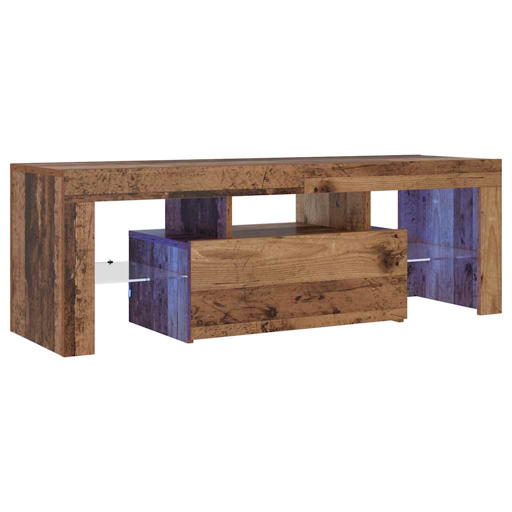 Meuble TV avec lumières LED vieux bois bois d'ingénierie - XIOS