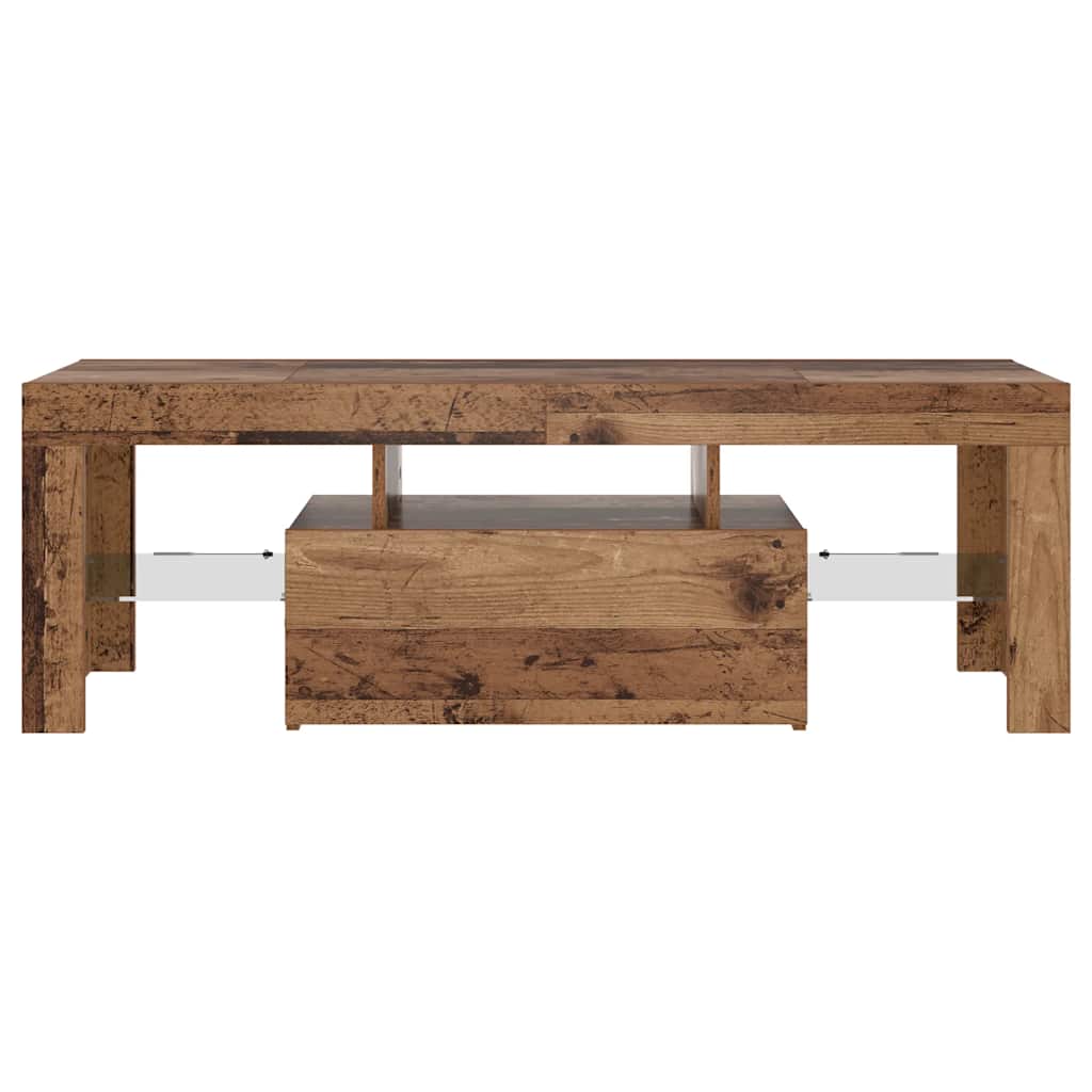 Meuble TV avec lumières LED vieux bois bois d'ingénierie - XIOS