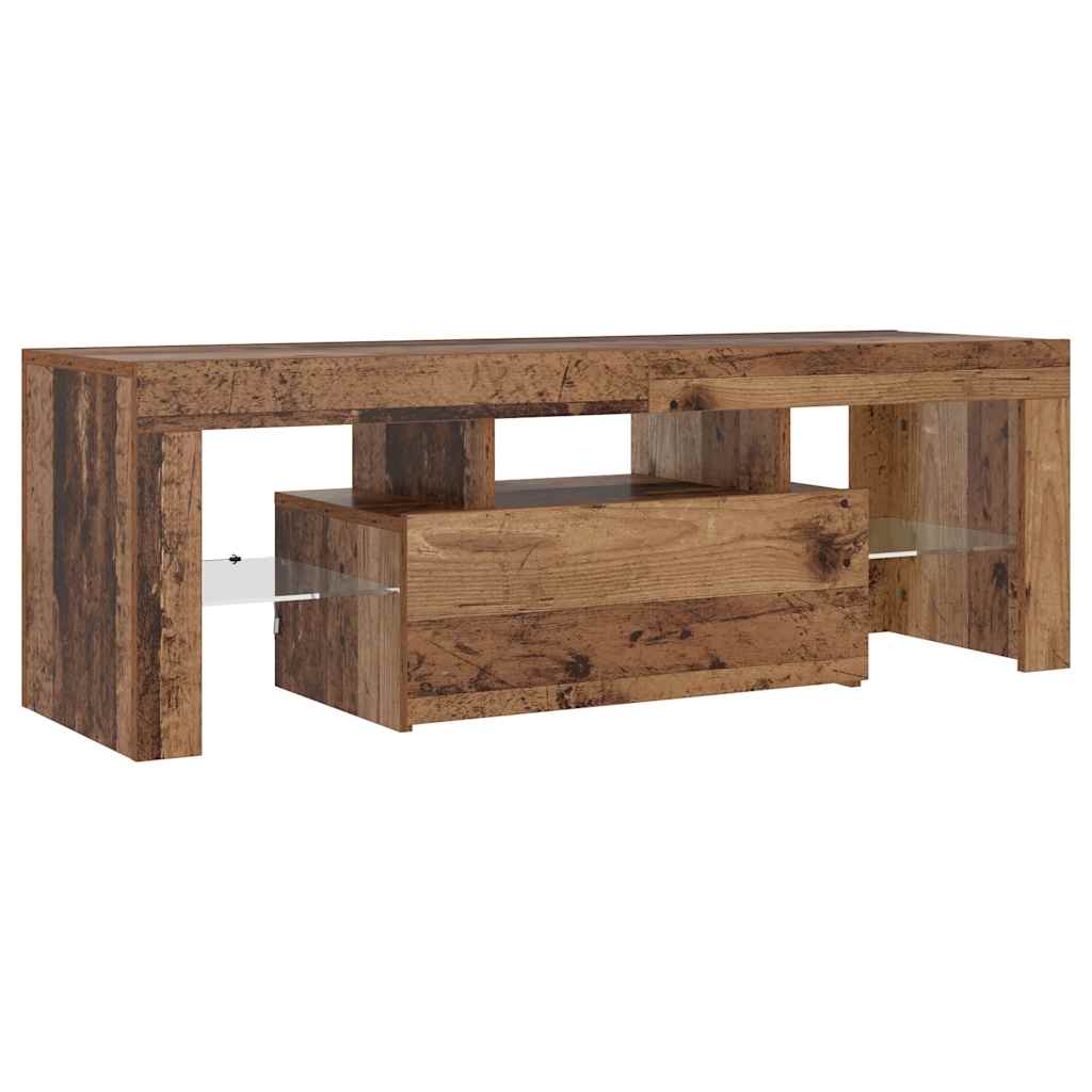 Meuble TV avec lumières LED vieux bois bois d'ingénierie - XIOS