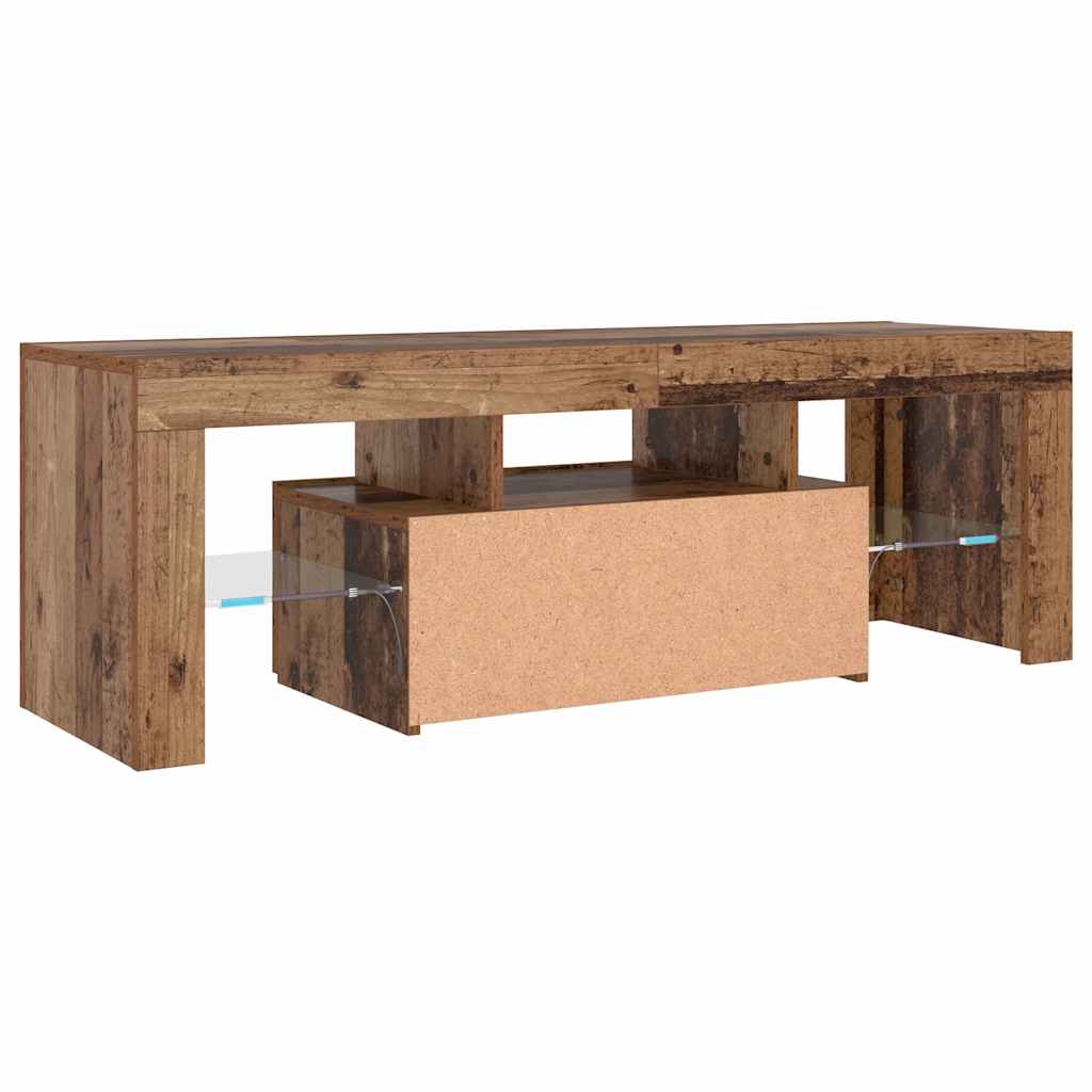 Meuble TV avec lumières LED vieux bois bois d'ingénierie - XIOS