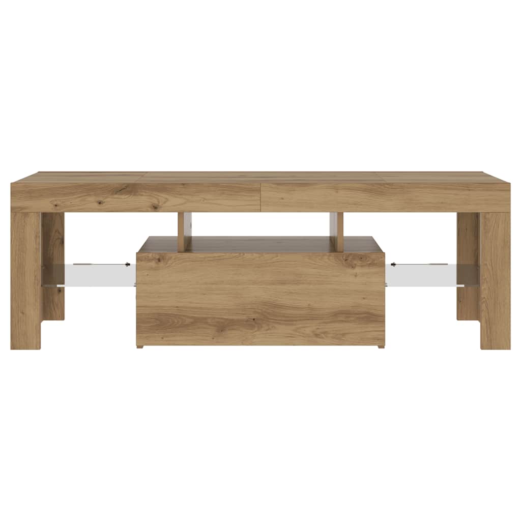 Meuble TV avec lumières LED chêne artisanal bois d'ingénierie - XIOS