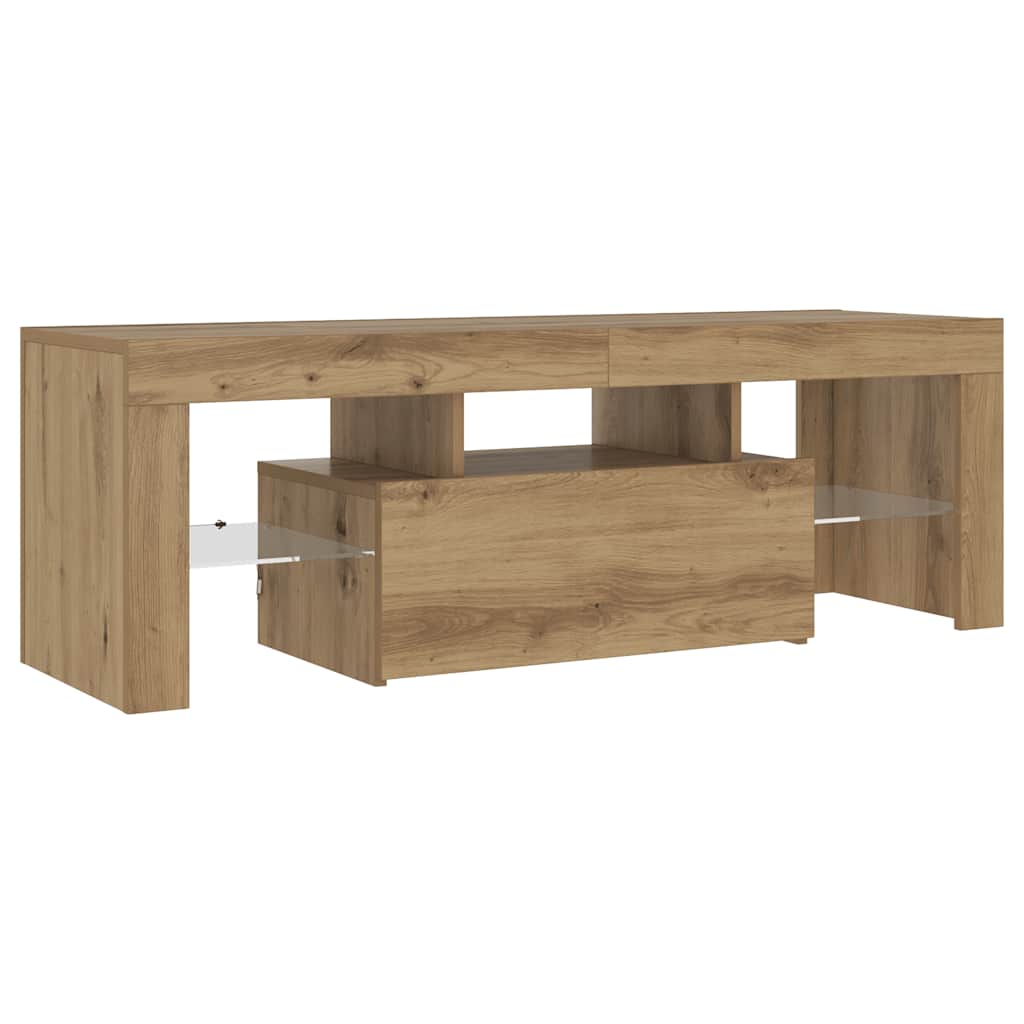 Meuble TV avec lumières LED chêne artisanal bois d'ingénierie - XIOS