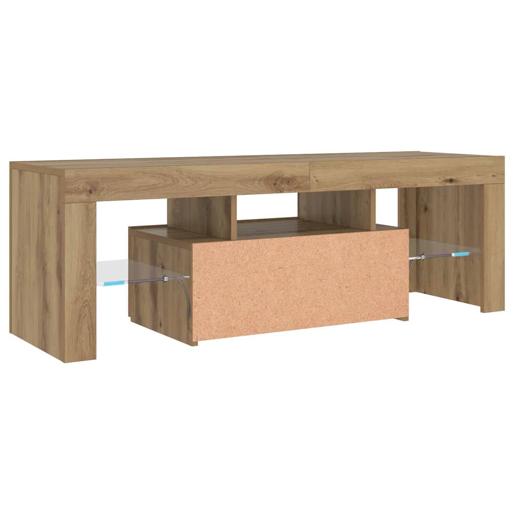 Meuble TV avec lumières LED chêne artisanal bois d'ingénierie - XIOS