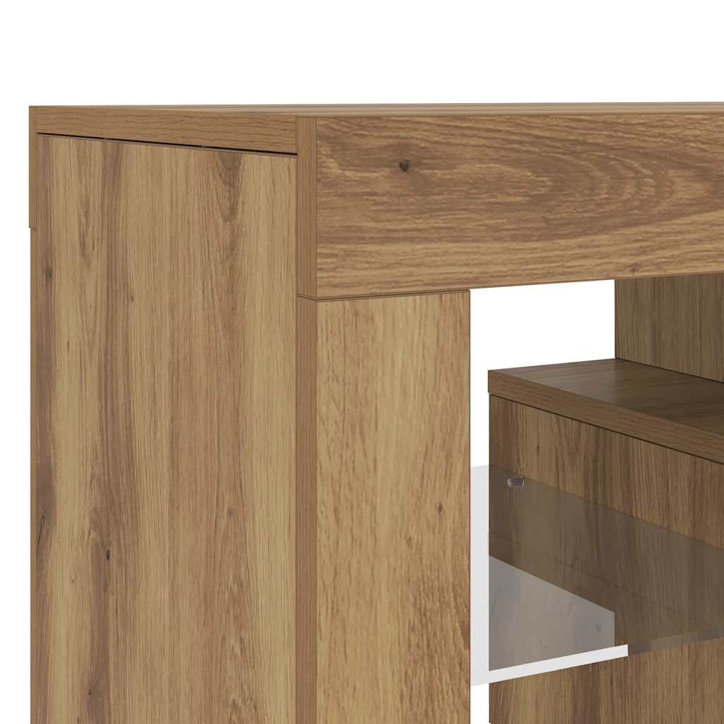 Meuble TV avec lumières LED chêne artisanal bois d'ingénierie - XIOS