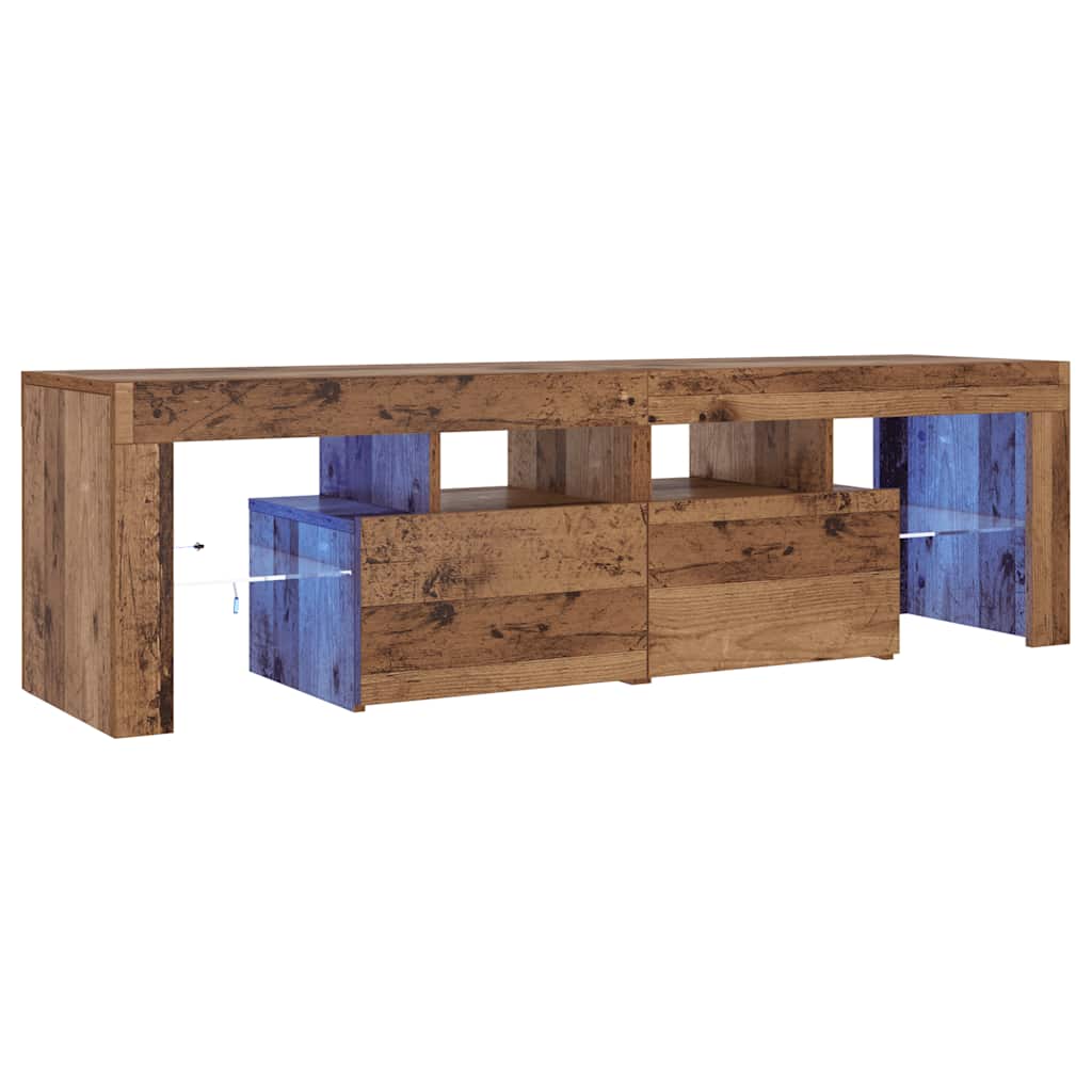 Meuble TV avec lumières LED vieux bois bois d'ingénierie - XIOS