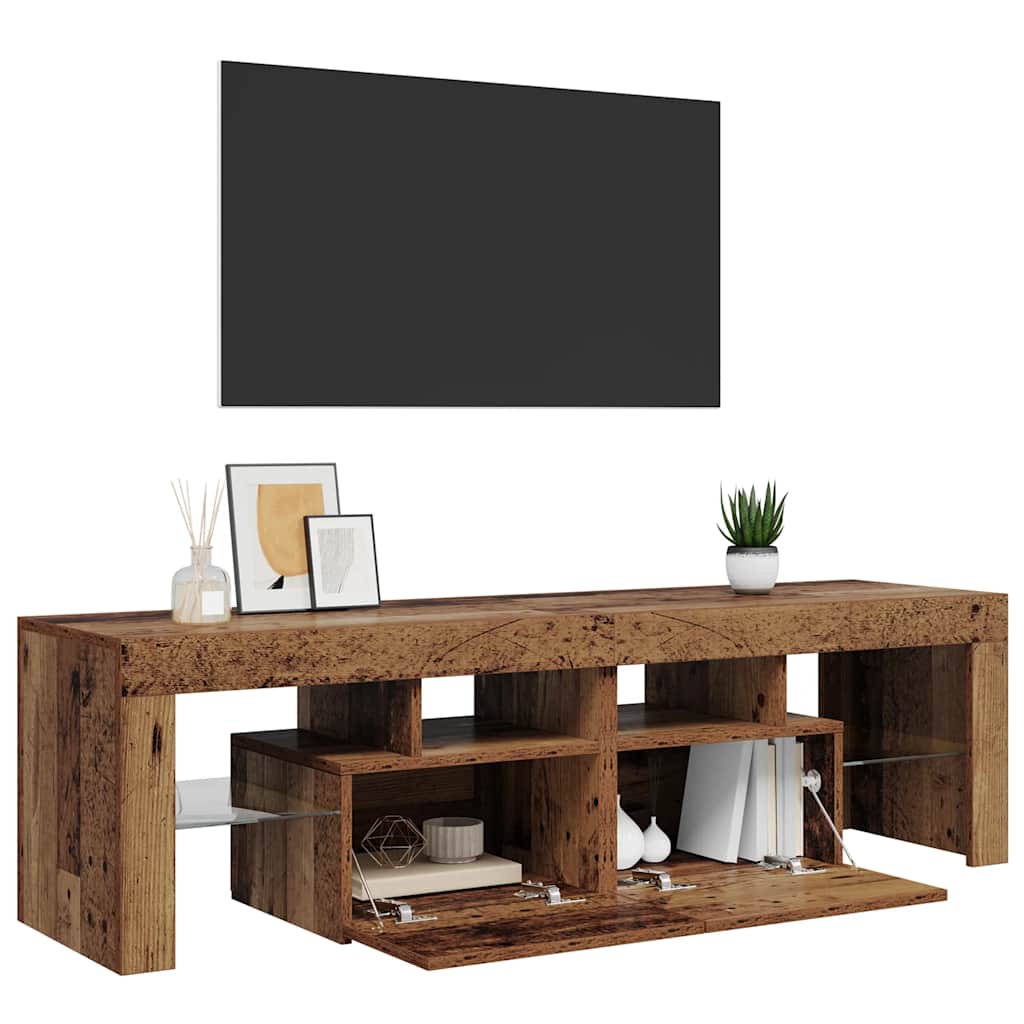 Meuble TV avec lumières LED vieux bois bois d'ingénierie - XIOS