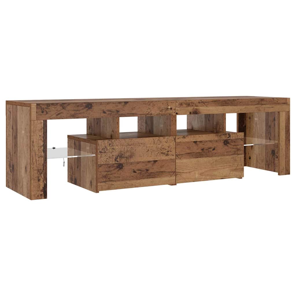 Meuble TV avec lumières LED vieux bois bois d'ingénierie - XIOS