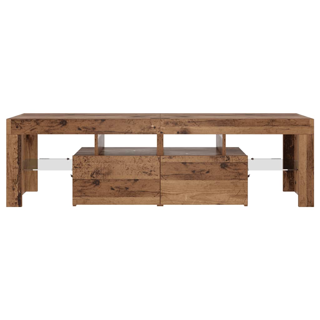 Meuble TV avec lumières LED vieux bois bois d'ingénierie - XIOS