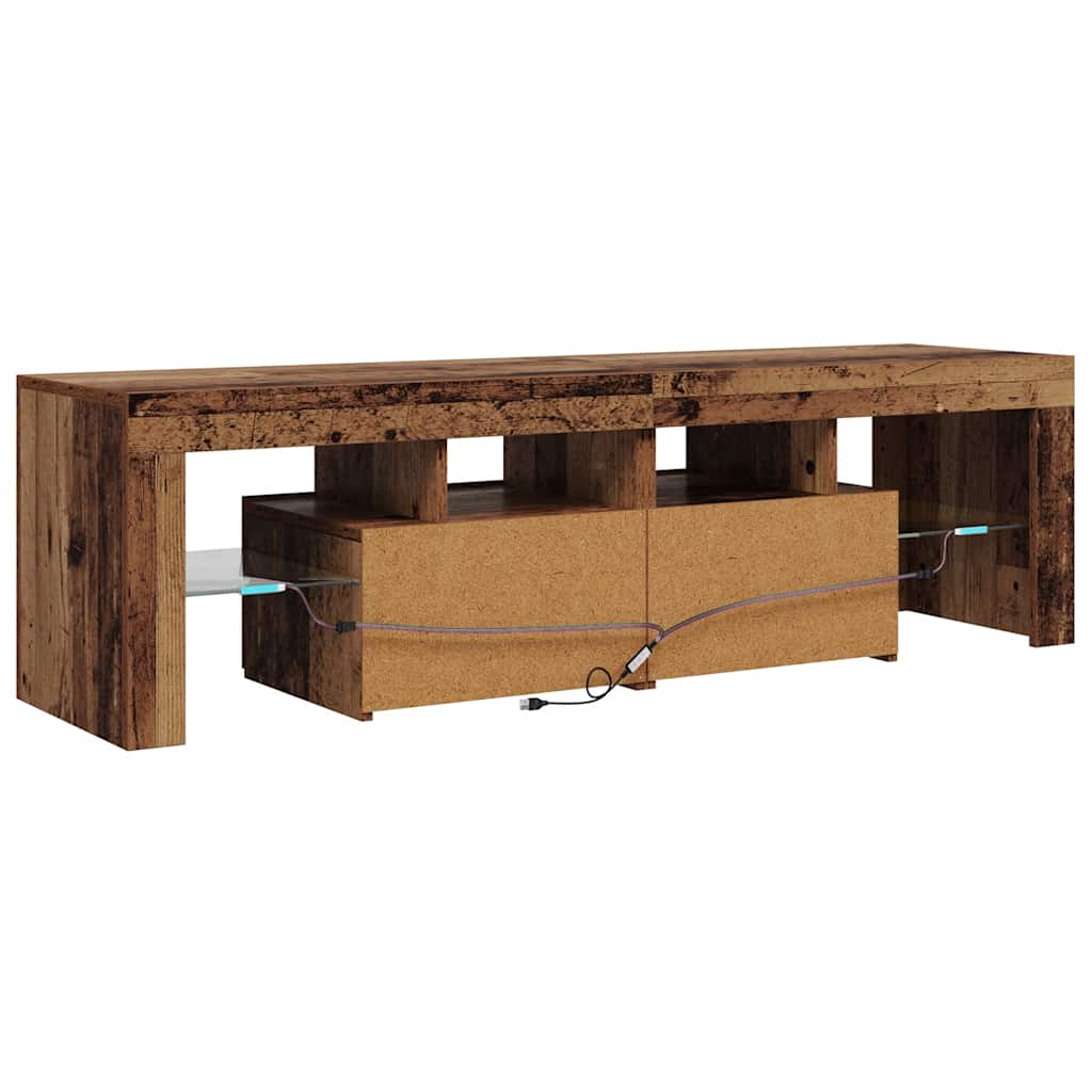 Meuble TV avec lumières LED vieux bois bois d'ingénierie - XIOS