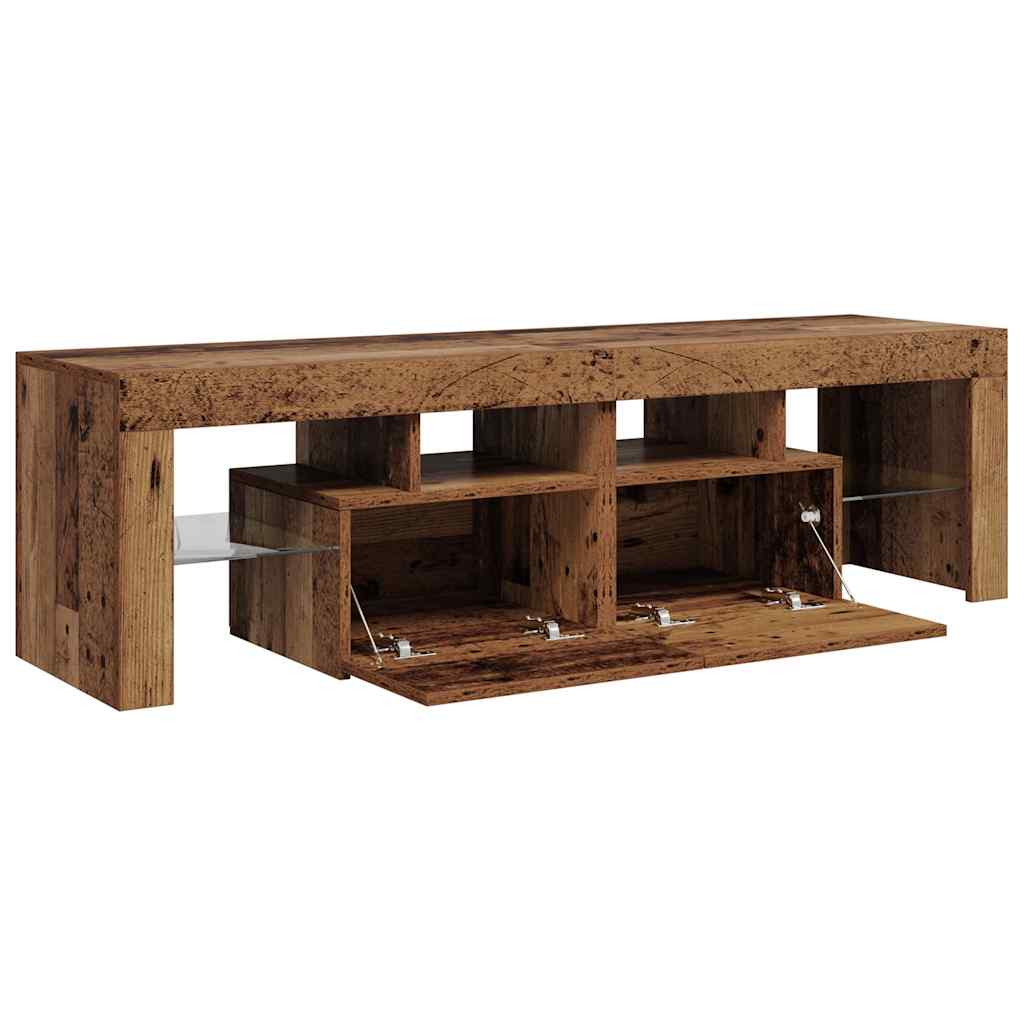 Meuble TV avec lumières LED vieux bois bois d'ingénierie - XIOS