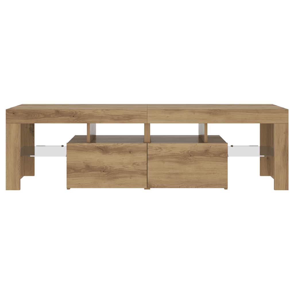 Meuble TV avec lumières LED chêne artisanal bois d'ingénierie - XIOS