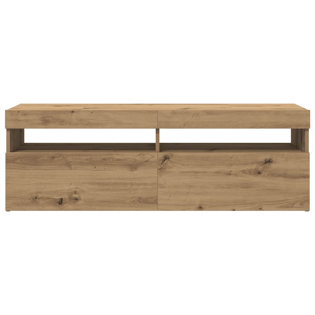 Meuble TV avec lumières LED chêne artisanal bois d'ingénierie - XIOS