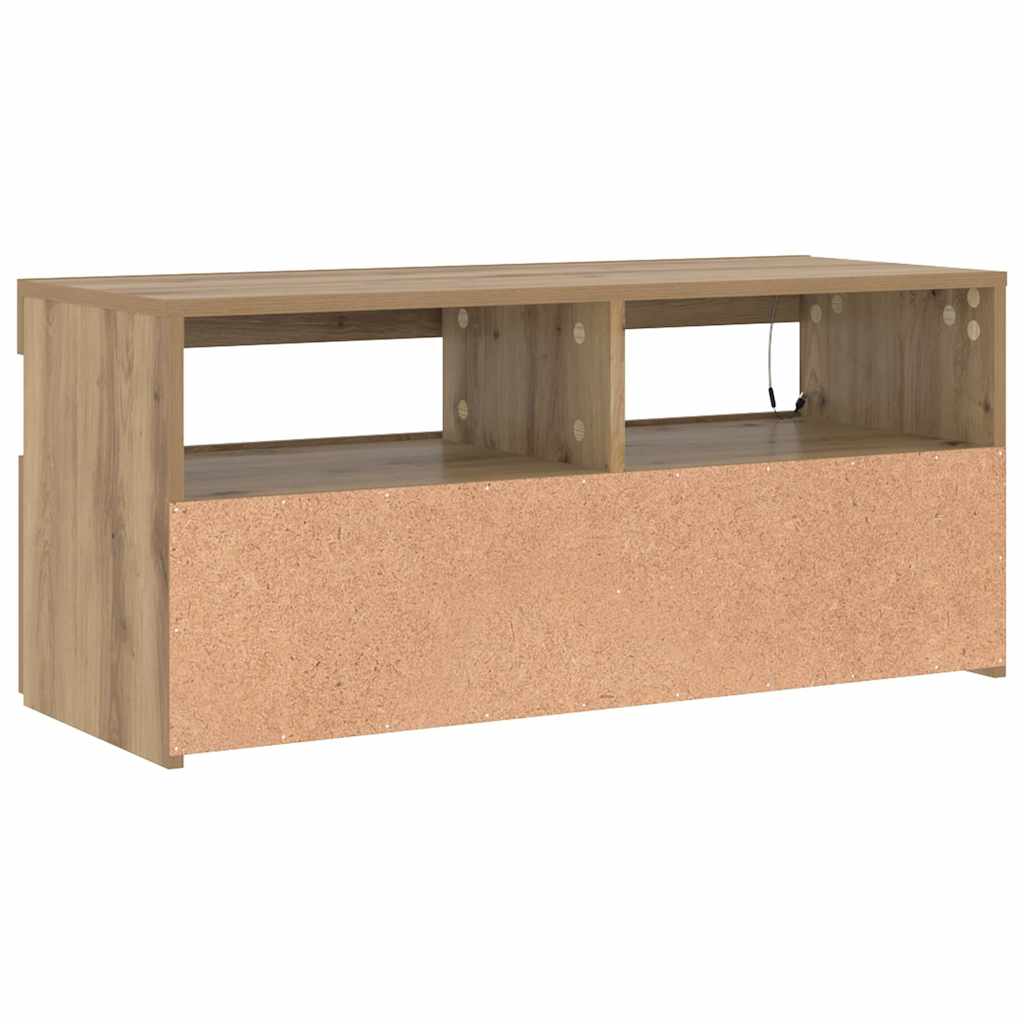 Meuble TV avec lumières LED chêne artisanal bois d'ingénierie - XIOS