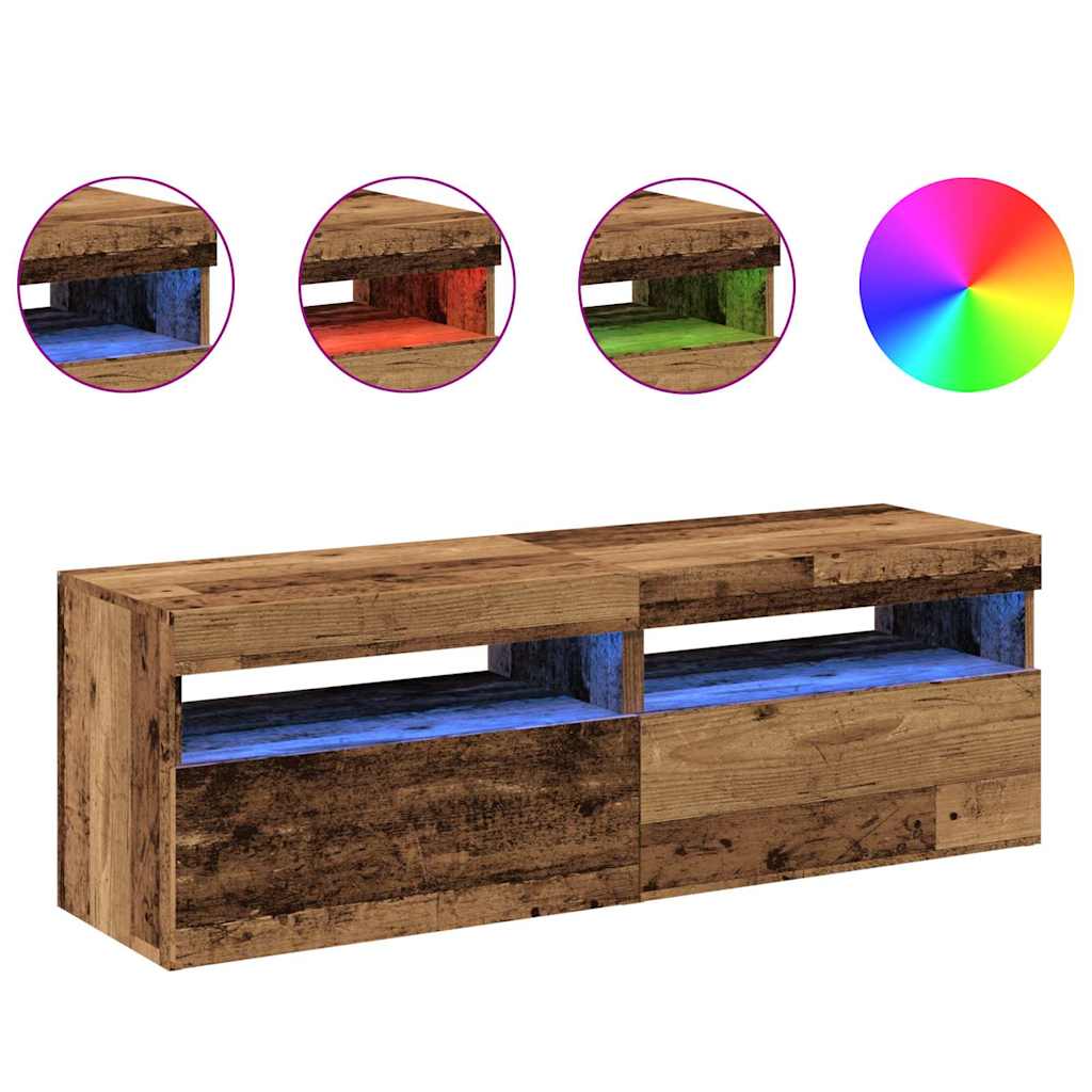 Meubles TV avec lumières LED 2 pcs vieux bois bois d'ingénierie - XIOS