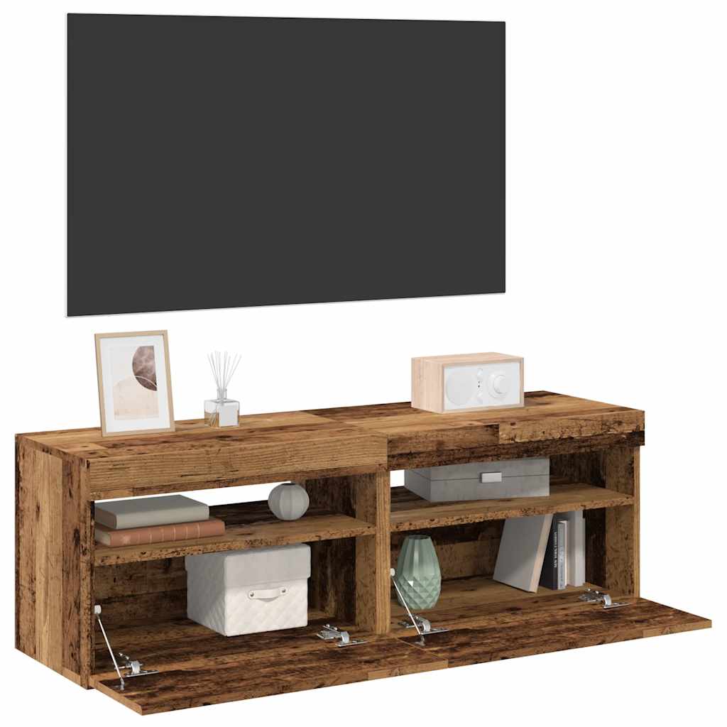 Meubles TV avec lumières LED 2 pcs vieux bois bois d'ingénierie - XIOS