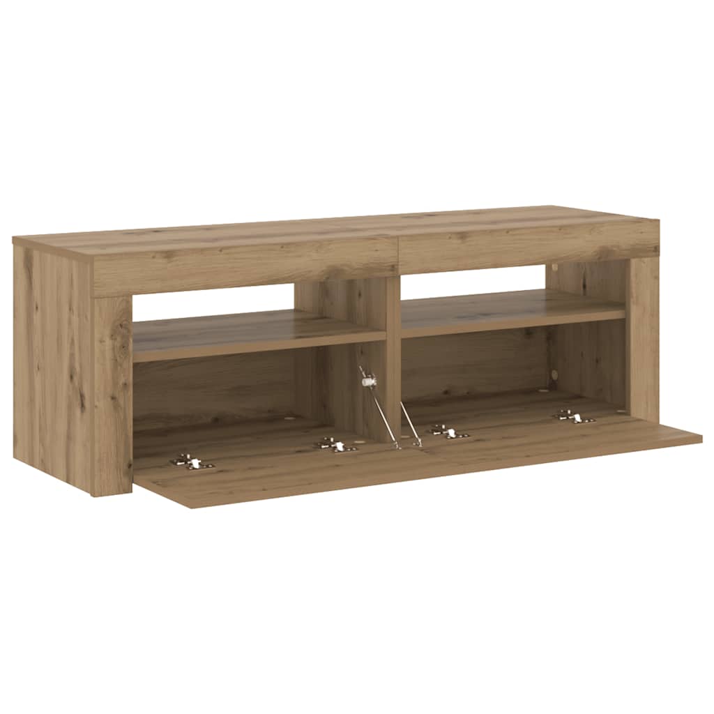 Meuble TV avec lumières LED chêne artisanal bois d'ingénierie - XIOS