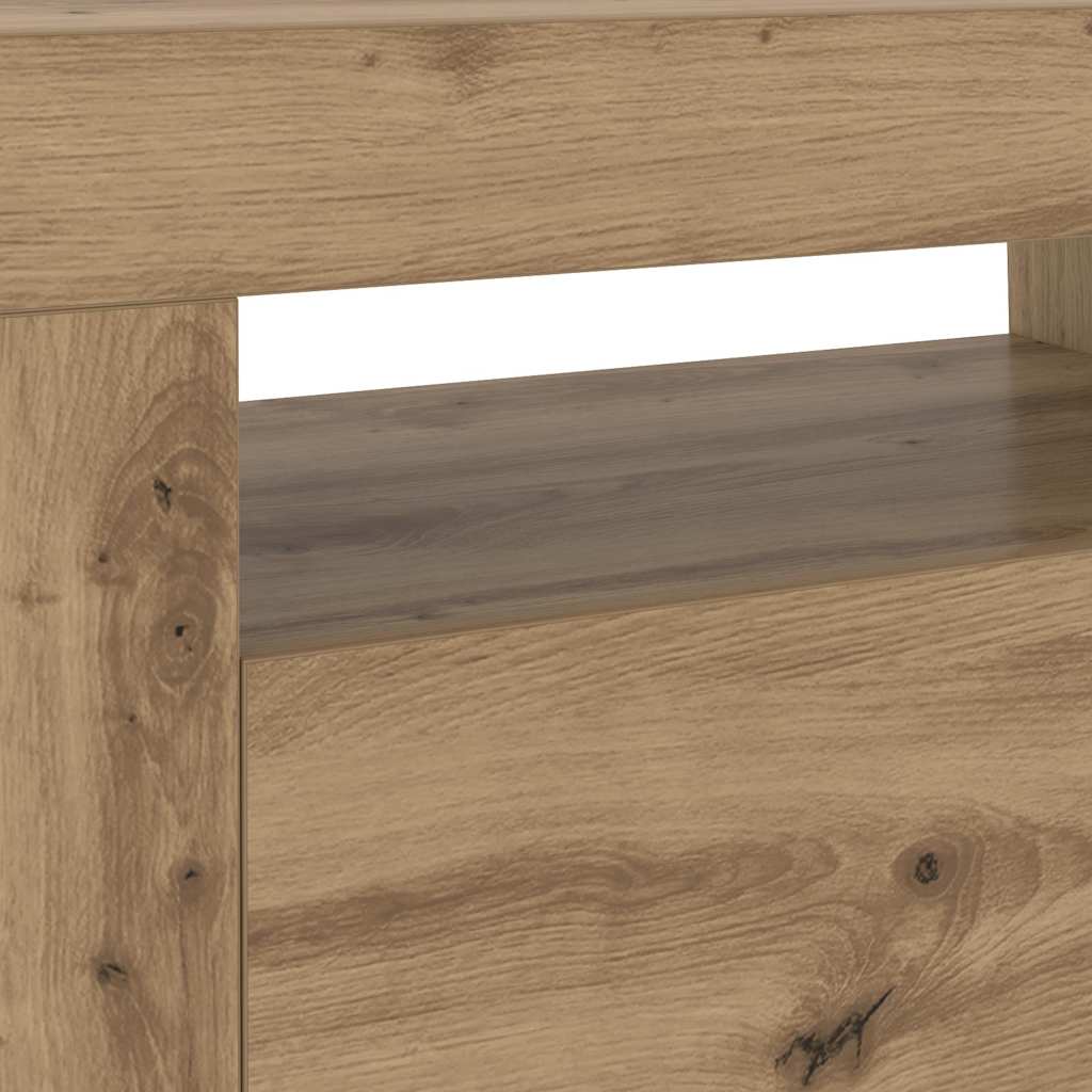 Meuble TV avec lumières LED chêne artisanal bois d'ingénierie - XIOS