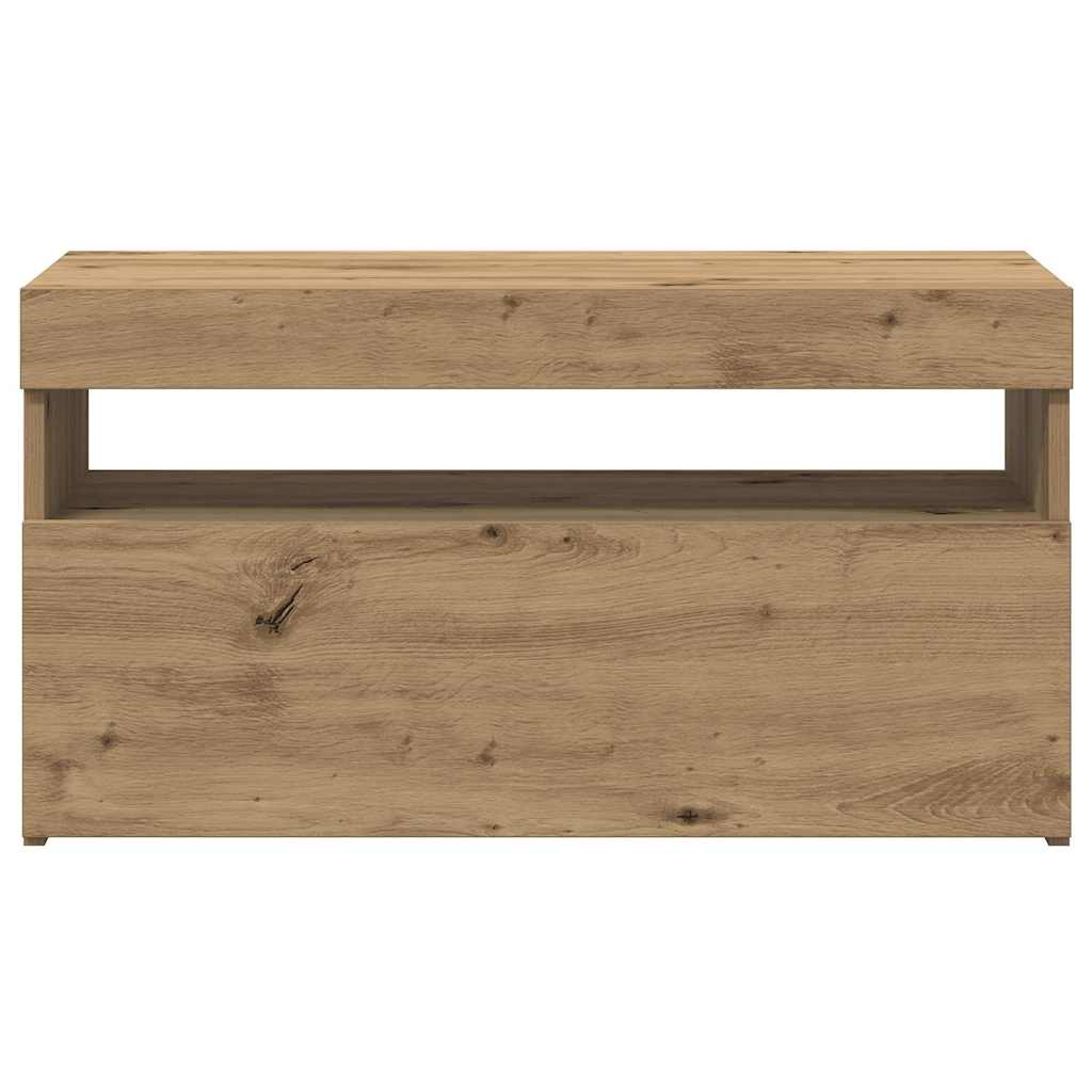 Meuble TV avec lumières LED chêne artisanal bois d'ingénierie - XIOS