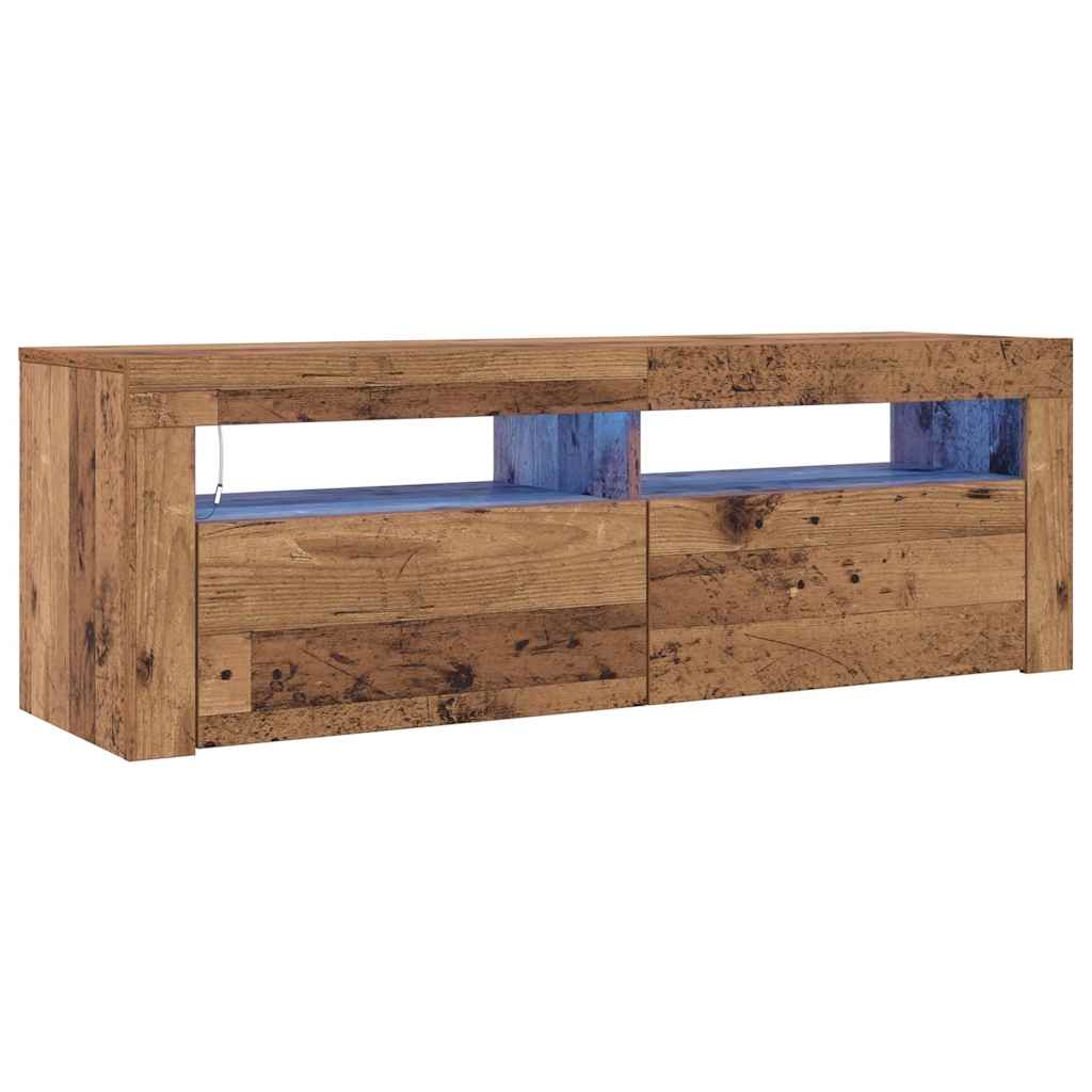 Meuble TV avec lumières LED vieux bois bois d'ingénierie - XIOS