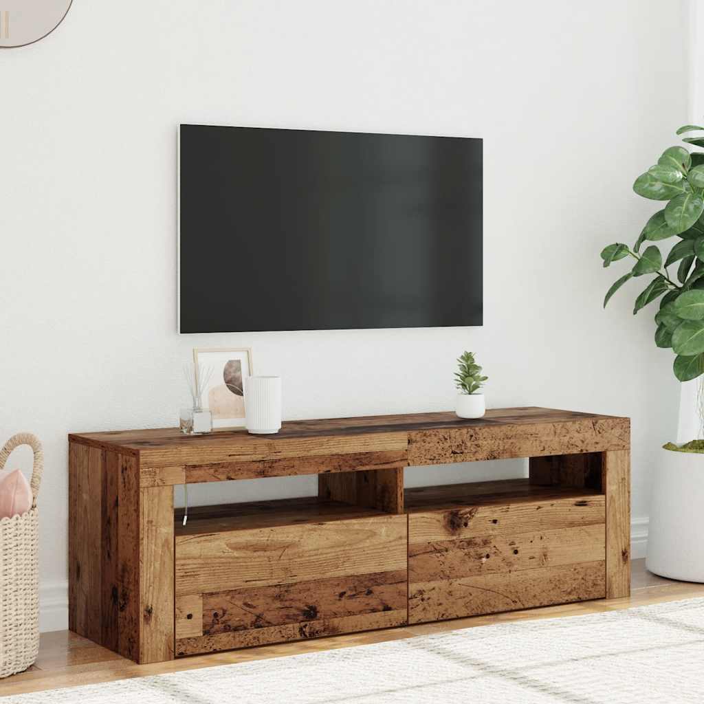 Meuble TV avec lumières LED vieux bois bois d'ingénierie - XIOS