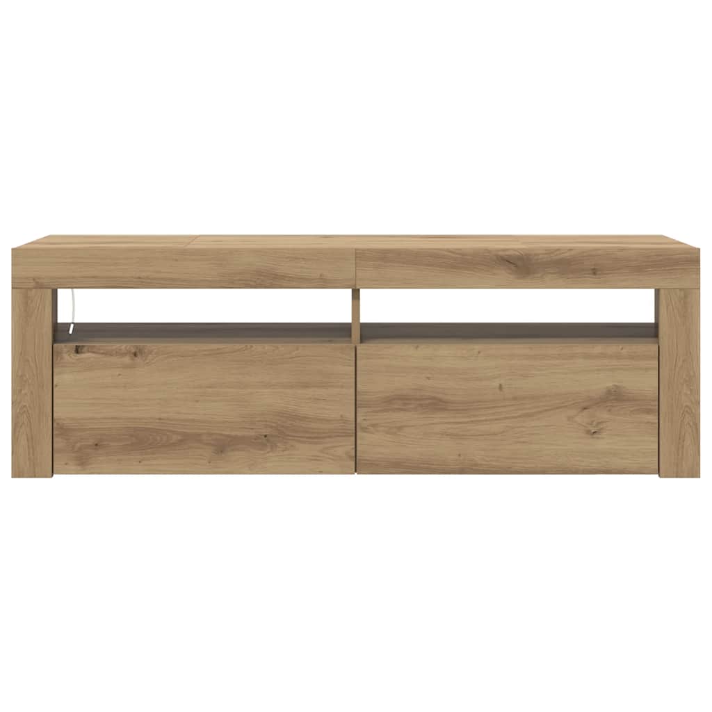 Meuble TV avec lumières LED chêne artisanal bois d'ingénierie - XIOS