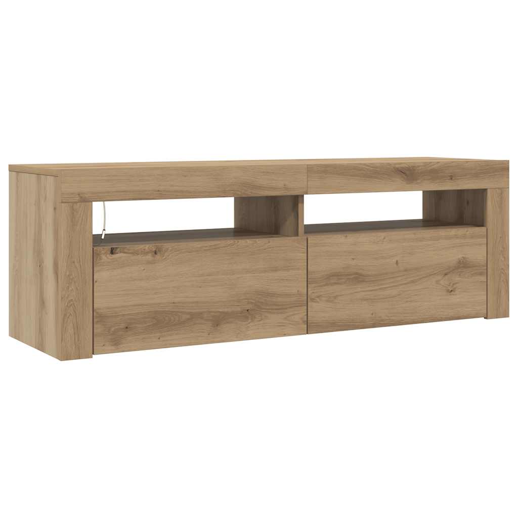Meuble TV avec lumières LED chêne artisanal bois d'ingénierie - XIOS