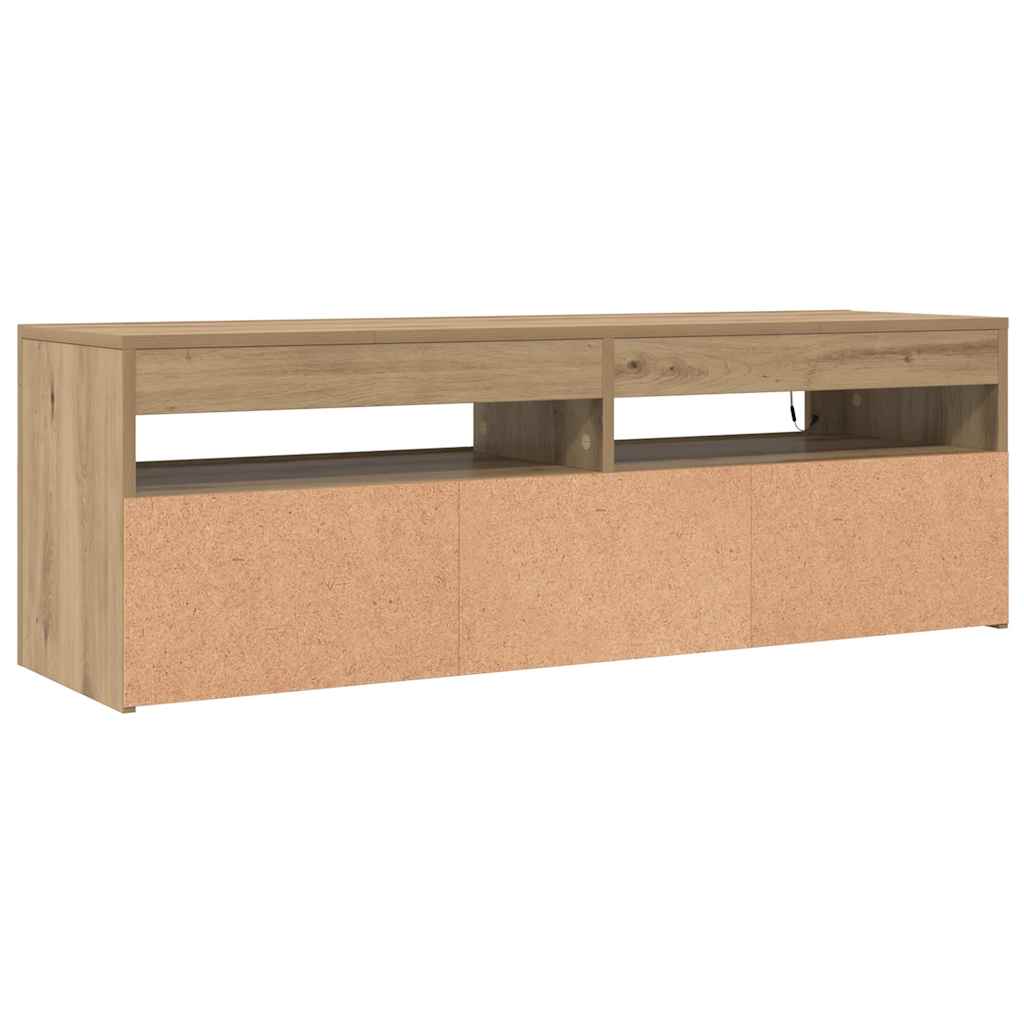 Meuble TV avec lumières LED chêne artisanal bois d'ingénierie - XIOS
